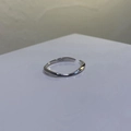 Minimalist S925 sterling silver open ring with wavy texture in polished silver finish - S925 Silver Simple Wave Open Ring (J762)