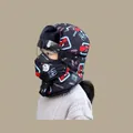 Kids black Spider-Man winter knit hat with goggles and thermal windproof fleece lining - Spider-man With Glasses Dark Blue (ages 4-10)