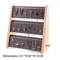 Three-tier wood and grey velvet jewelry display stand for necklaces, 31x34x13cm - Inclined 3-Layer Pendant Rack Dark Grey