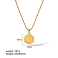 18K Gold Edelstahl Münzhalskette mit Elizabeth II Relief und gedrehter Kette für Damen - Porträt-Münzstil (TN3198)