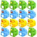 Set of pixelated rubber ducks in green blue and yellow arranged in a neat 4x4 matrix - Square Duck Mixed Colors