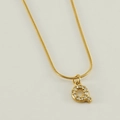 Golden letter Q pendant necklace with sparkling rhinestones on a sleek snake chain link - Letter Q / Gold