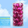 Lot de 24 boules de Noël rose fuchsia de 8cm aux finitions brillantes et mates - 8cm (Lot de 24) / Rose rouge