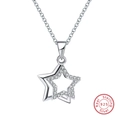 Collier étincelant en argent sterling S925 avec pendentif étoile serti de zircones - Argent 925 / Platine