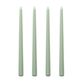 Set de cuatro velas cónicas verde claro de 25cm con acabado mate elegante - Verde Brote De Sauce
