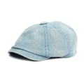 Casquette gavroche classique en denim bleu clair délavé à huit panneaux pour le loisir - Taille unique / Bleu clair