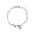 S925 sterling silver heart bracelet with retro finish and round certification tag - 925 Silver / Thai Silver