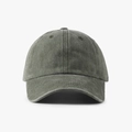 Olive green washed cotton baseball cap with vintage soft top and adjustable strap - Army Green