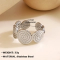 Silver stainless steel spiral open heart ring, 1.7cm adjustable size weighing 3.5g - Spiral Ripple 584 / Steel