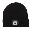 Schwarze Strickmütze mit integriertem LED-Licht für winterliche Outdoor-Aktivitäten - 4-LED Stil / Schwarz