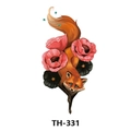 Waterproof tattoo sticker featuring orange fox and floral design model TH-331 - Th-331 / 210*148mm