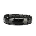 Men's fashion black hematite beaded bracelet with irregular crescent arrow design elements - Large V-Shape Style