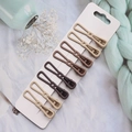 Set of 8 minimalist brown matte duckbill hair clips on white card display - 9#-Wing Shape (8Pcs)