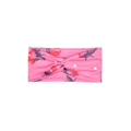 Pink bohemian paisley headband with red floral patterns and knotted front design - Color 33