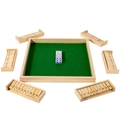 6-player wooden flip tile board game with green felt and numbers 1 to 10 set - Square Natural Wood Shut The Box (White Box)
