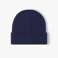 Classic dark blue ribbed knit beanie with cuffed design for winter warmth and comfort - One Size / Navy Blue (23B090)