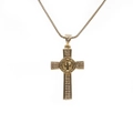 Vergulde St. Benedictus kruishanger met zirkonia steentjes aan een vierkante schakelketting - Sint-Benedictus Medaille Kruis Stijl (ML-CN001304CX)