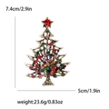 Vintage gold Christmas tree brooch with colorful rhinestones measuring 7.4cm by 5cm - Colorful