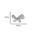 Silver butterfly stud earring with white cubic zirconia inlay and 0.87cm width detail - Silver / Small Butterfly Style (4# Silver)