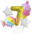 Set ballons bonbons et glace avec chiffre 7 doré pour décoration anniversaire enfant - Style Numéro 7