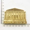 Close-up of 3D resin London souvenir magnet with dimensions 8x4.5cm on white background - British Museum London