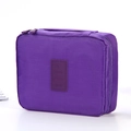 Portable purple nylon travel toiletry bag with zipper and handle for cosmetics - Purple