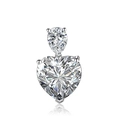 Collana a cuore in argento con moissanite taglio a pera e grande ciondolo a cuore - Bianco