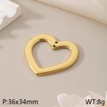 Golden heart stainless steel pendant 36x34mm with mirror finish for DIY necklaces - Mirror Polished Heart Style (KLJ2671-Z)