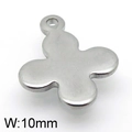 Pendentif trèfle en acier inoxydable argent poli pour bijoux DIY, largeur de 10mm - Forme de Trèfle Creuse / 13*10mm / Couleur Acier