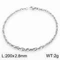2.8mm wide silver stainless steel curb chain bracelet with lobster clasp and 200mm length - 2.8mm Steel Tone (Rope Chain) / 20cm