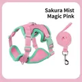 Sakura pink and mint green reflective cat harness and leash set with breathable mesh - Lightweight Breathable Pink