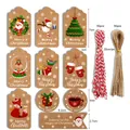 100pcs Christmas kraft paper gift tags with Santa motifs and hanging twine strings - MC5-20 Style / 100 Pieces/Pack