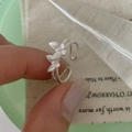 925 Sterling silver twisted open ring with double butterfly charms in silver finish - Silver Butterfly Twist (JZ0962)