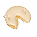 Broche en émail en forme de biscuit de fortune avec bordure dorée et détails crème - Style de Biscuit de Fortune (XZ8747)