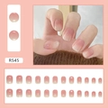 Short square press-on nails with pink gradient design and full 24-piece set display - R545 Subtle Pink Ombre (Glue Type)