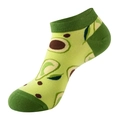 Women's low cut cotton socks with green avocado patterns on a clean white background - One Size(37-44) / Green Avocado