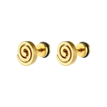 Detailed view of gold spiral textured hoop earrings with secure black rubber screw backs - Gold (Single Piece)