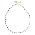 Irregular purple crystal stone beaded necklace with gold stainless steel chain - Amethyst