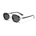 Lunettes de soleil ovales punk rétro avec monture métal noir et or et verres UV400 - Or Noir