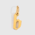 Gothic style letter B metal pendant in bright golden finish for personalized jewelry - Letter B / Gold