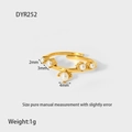 Detail view of 18K gold plated flower ring with 2mm 3mm 4mm pearl sizes and 1g weight - DYR252 Gold Multi Pearl Open
