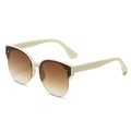 Occhiali da sole cat-eye semicerchiati color bianco crema con lenti marroni sfumate - Beige