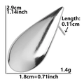 Polished silver stainless steel teardrop stud earring with precise dimensions 2.9cm x 1.8cm - Smooth Teardrop Shape (D29) / Silver