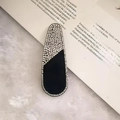 Minimalist black hair clip with sparkling silver rhinestones for girls hair styling - Style 21 [Black-White Teardrop]