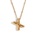 Polished 18K gold plated stainless steel necklace with 3D balloon letter X pendant - Gold - Letter X