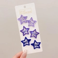 6-piece set of gradient purple star hair clips for girls with a hollow metal design - Purple Series - 6 Pcs