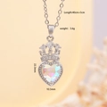 Collana con corona e cuore d'argento, pietra iridescente e specifiche tecniche - Corona a Cuore Argento 393