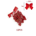 Set of 12 red Christmas tree bows with gold wire center, 5.5x5cm festive ornaments - Bag Packaging / Set of 12 / Red