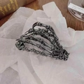 Skeleton hand hair claw clip in gunmetal silver finish for a gothic aesthetic - Exquisite Skeleton Hand Claw / Gunmetal