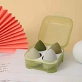 Green and beige 4-piece makeup sponge set in a transparent storage box - Jelly Avocado Green Box